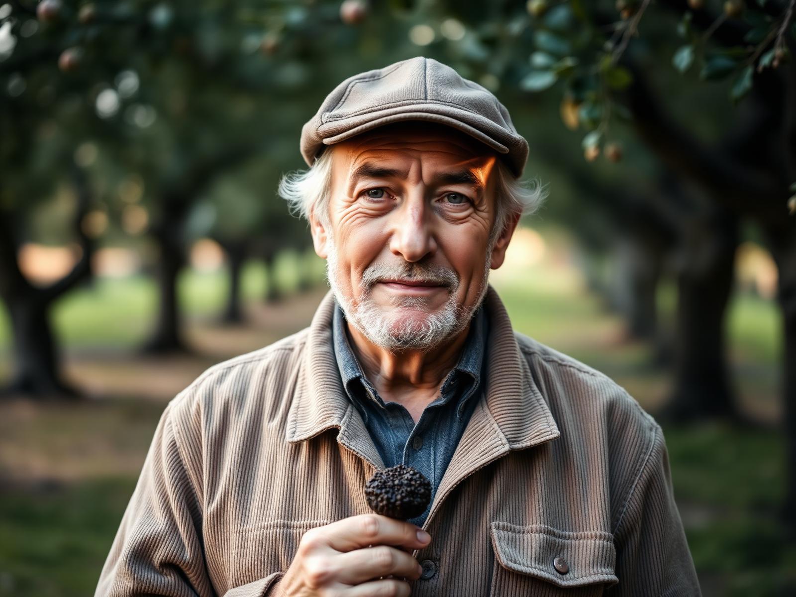A Spanish truffle farmer in his oak grove