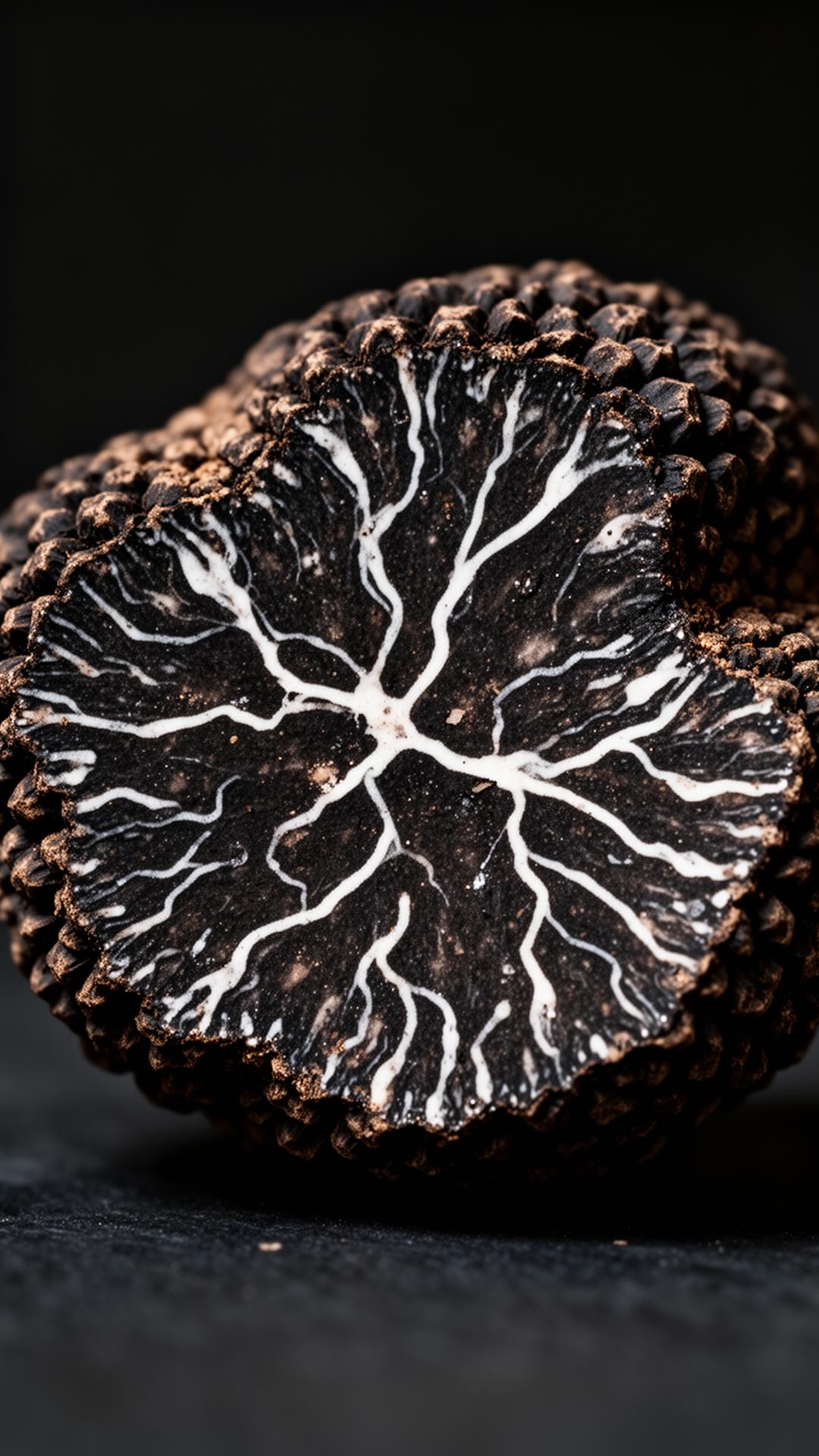 Black truffle cross section macro